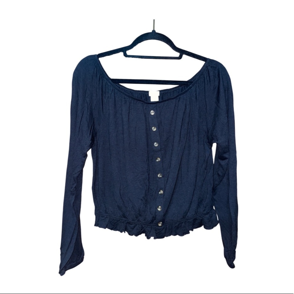 H&M Black Long Sleeve Blouse - Size M